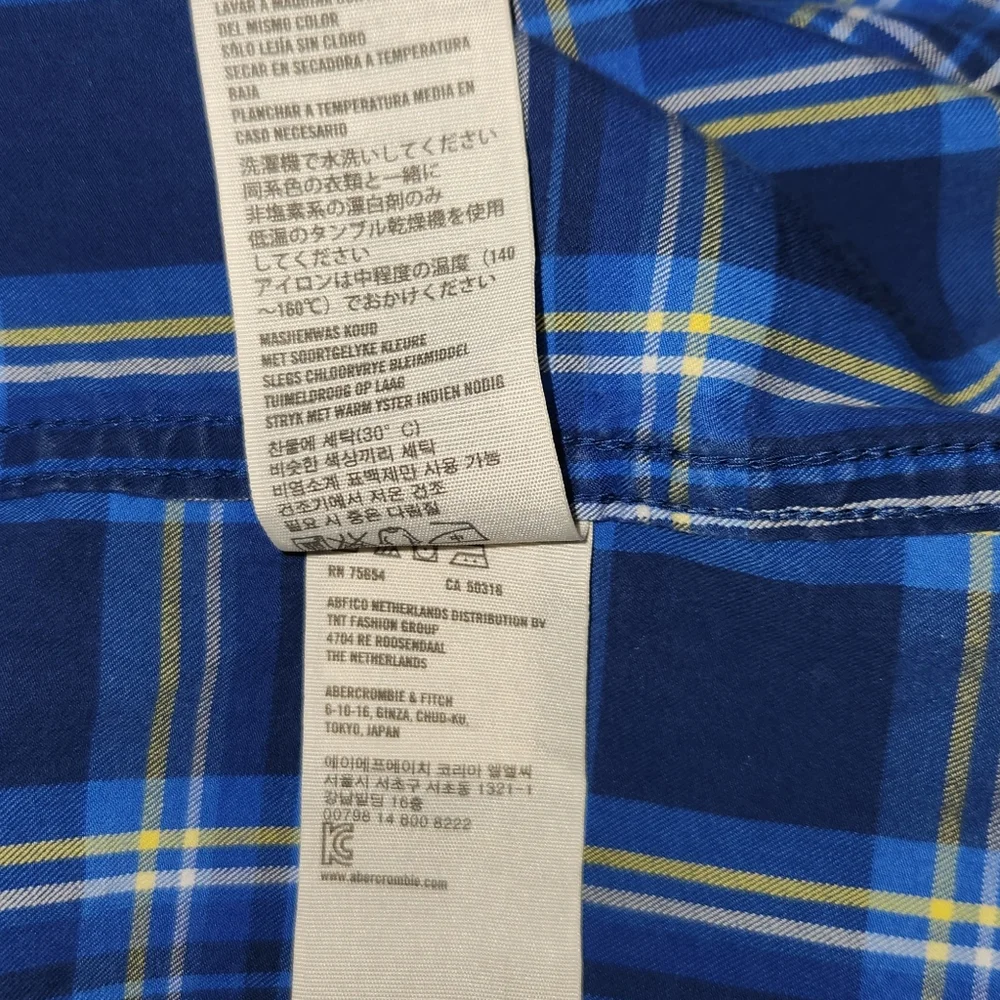 Abercrombie & Fitch Blue Plaid Casual Long Sleeve Button Down Shirt Size Large - Picture 10 of 10